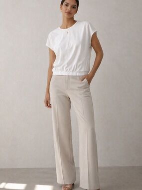 Mango MNG Collection White Textured Top | Minimal Capsule Wardrobe | Size S